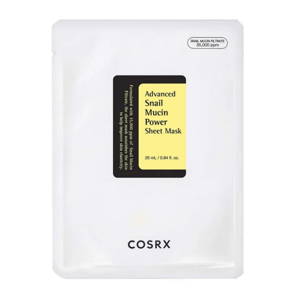COSRX Advanced Snail Mucin Power Sheet Mask | 1 Stuk 3 COSRX Advanced Snail Mucin Power Sheet Mask – hydraterende en herstellende sheet maskers met snail mucin