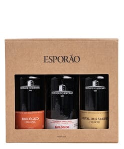 Esporão Geschenkset Olijfolie & Wijnazijn 3x250ml – twee extra vergine olijfoliën en rode wijnazijn uit Alentejo, ideaal als culinair cadeau.